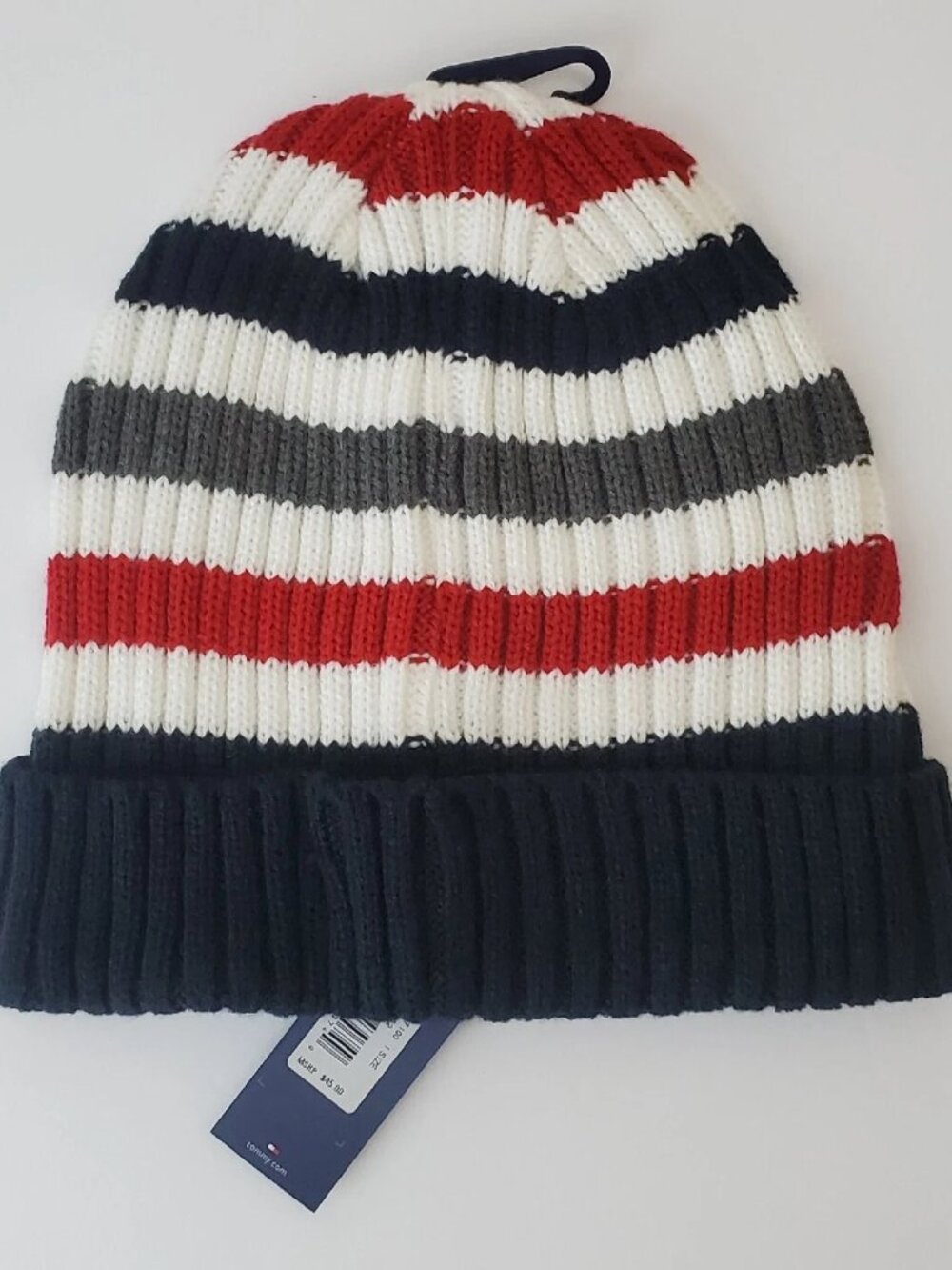 TOMMY HILFIGER BEANIE HAT MEN EMBROIDERED LOGO ONESIZE MULTICOLOR COLD WEATHER - Picture 3 of 4